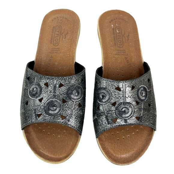 Fly Flot Sandals  Women's EUR 37 / US 7  Anatomic Italian Comfort Wedge Slides - Picture 1 of 11